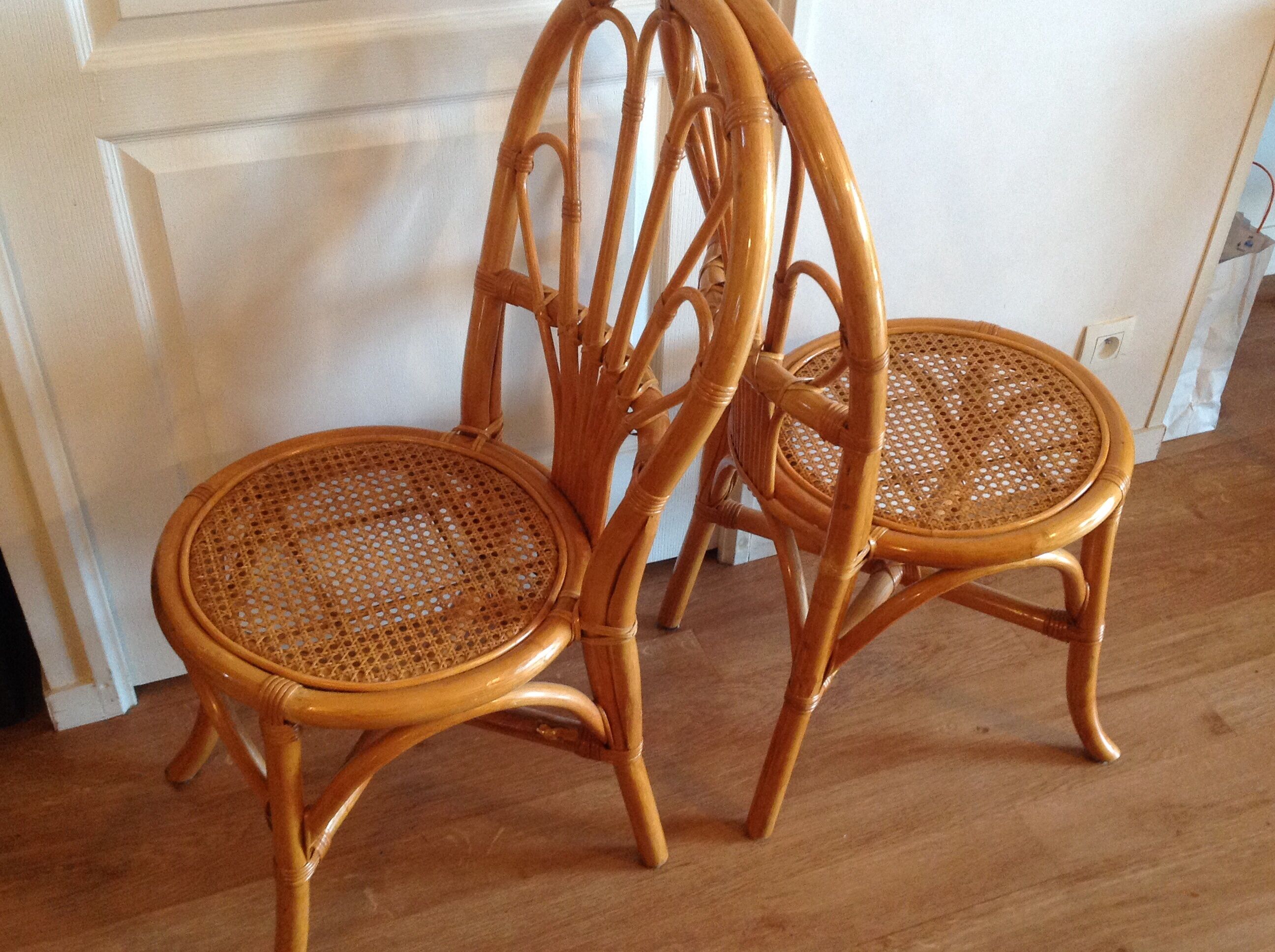 4 chairs rattan wicker canned vintage