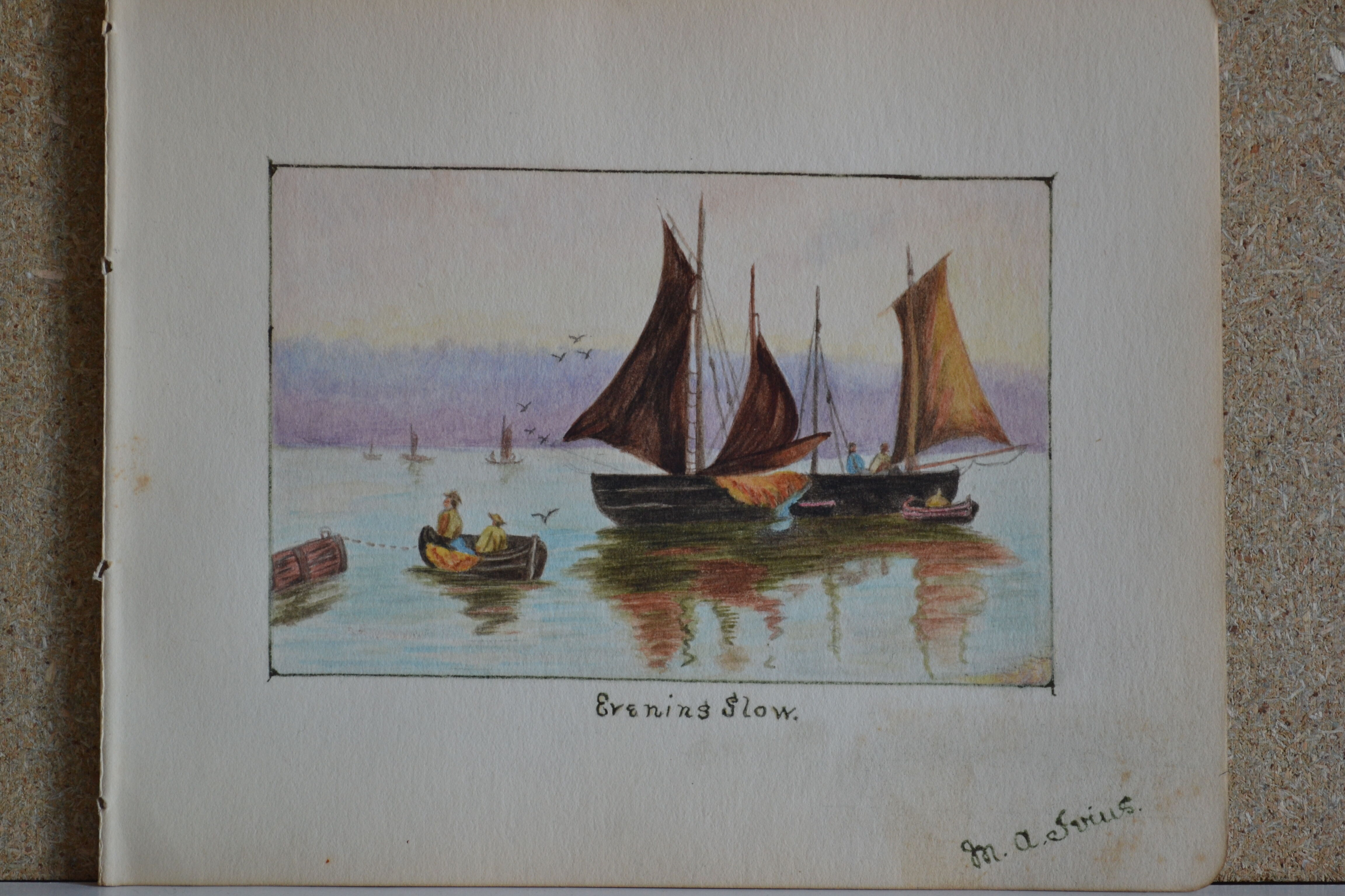 Pencil drawing circa 1910 evening glow