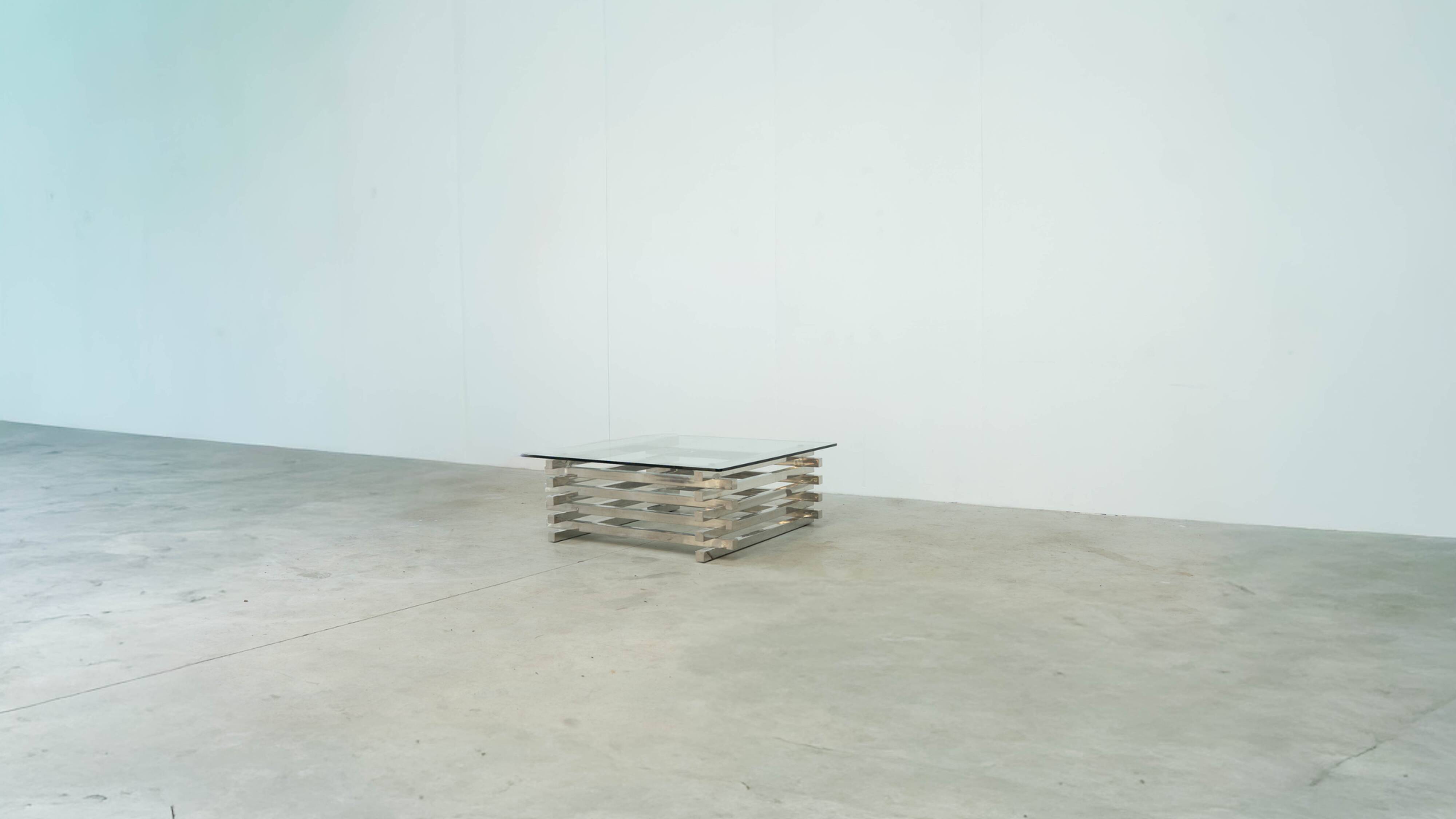 Sculptural French chrome coffee table