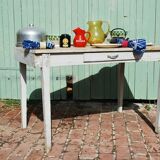 White farm table patinated