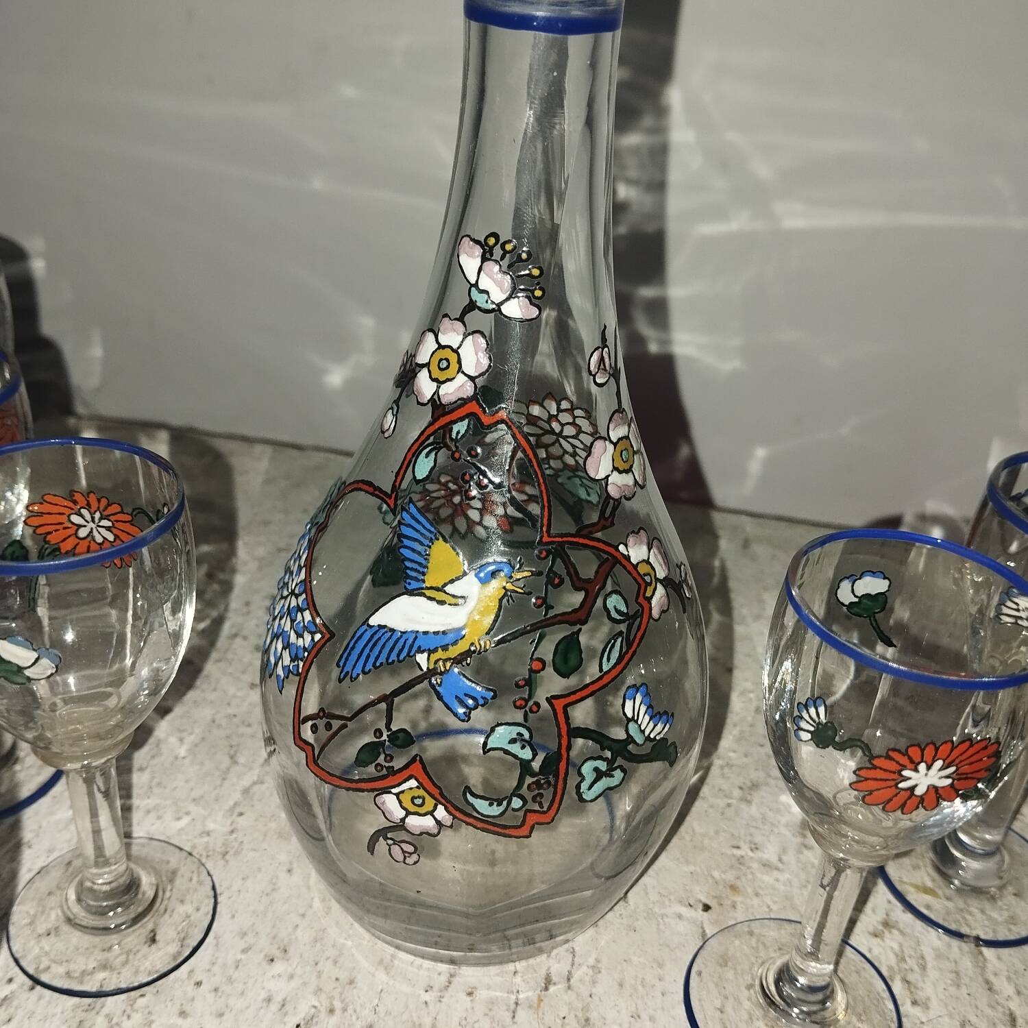 Sevres crystal carafe glass liqueur service