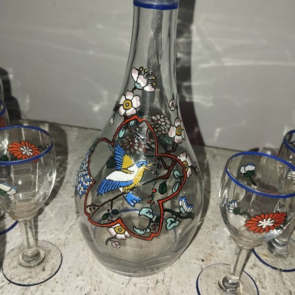 Service à liqueur verre carafe cristallerie Sevres