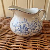 Art deco, broc pitcher iron earth bouquets creil montereau