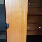 vintage color black metal feet teak wooden Shoe cabinet
