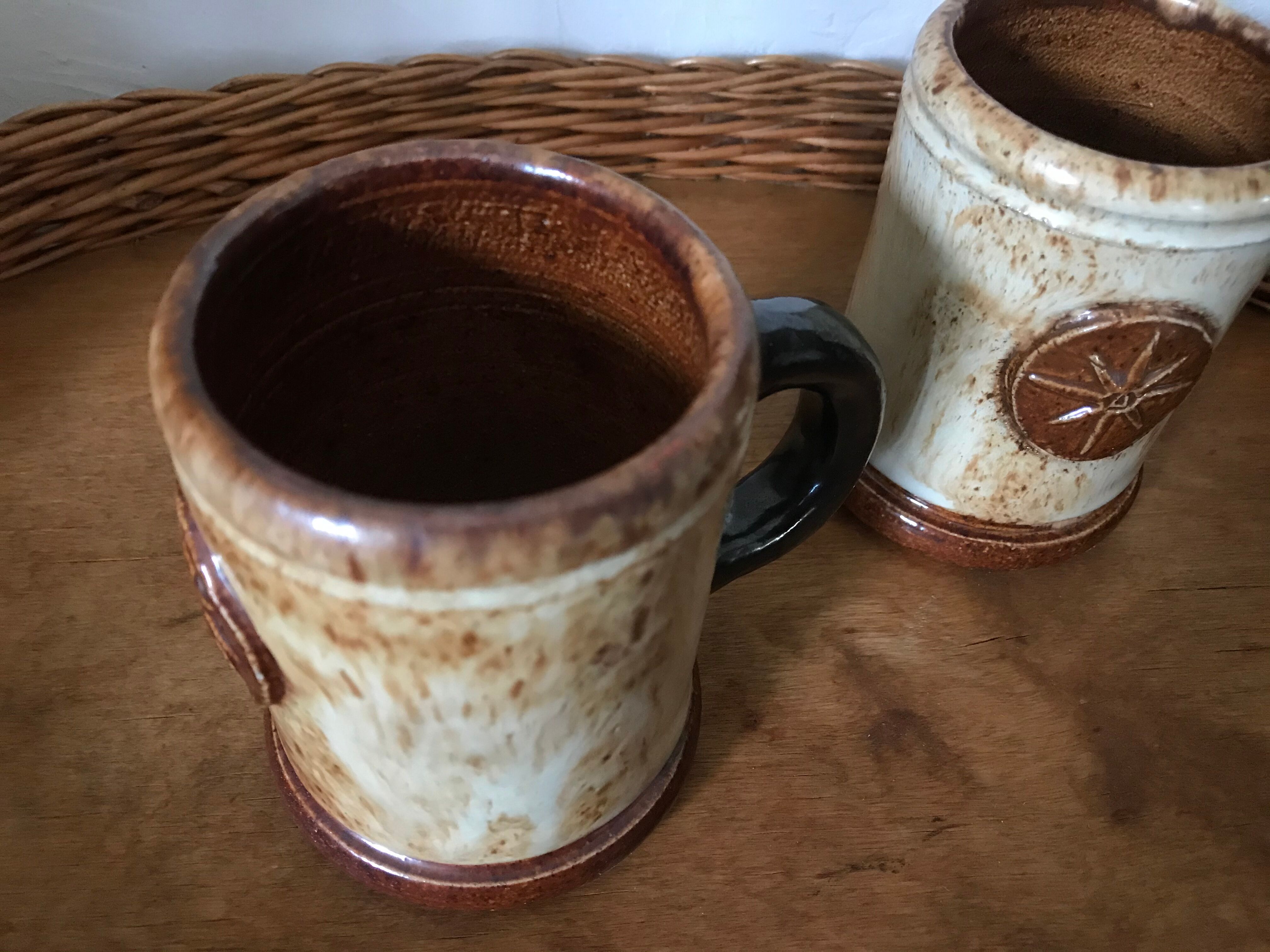 Roger Guerin enamelled ceramic mugs
