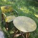 Ensemble table et fauteuils rotin et scoubidou