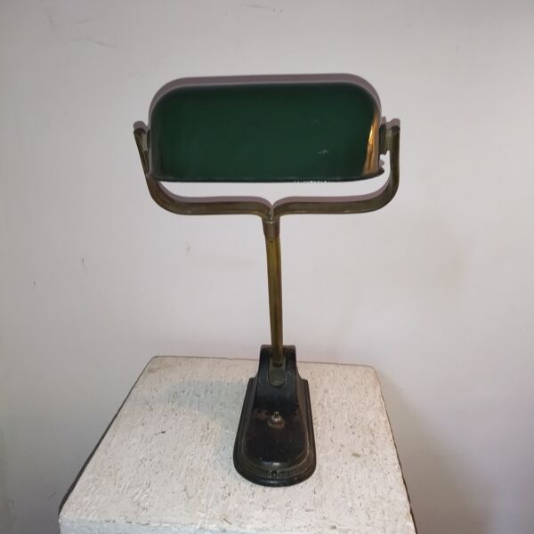 Lampe de banquier ancienne fonte email