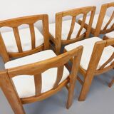 Set of 6 vintage chairs in elm wood and bouclé fabric from the 70s