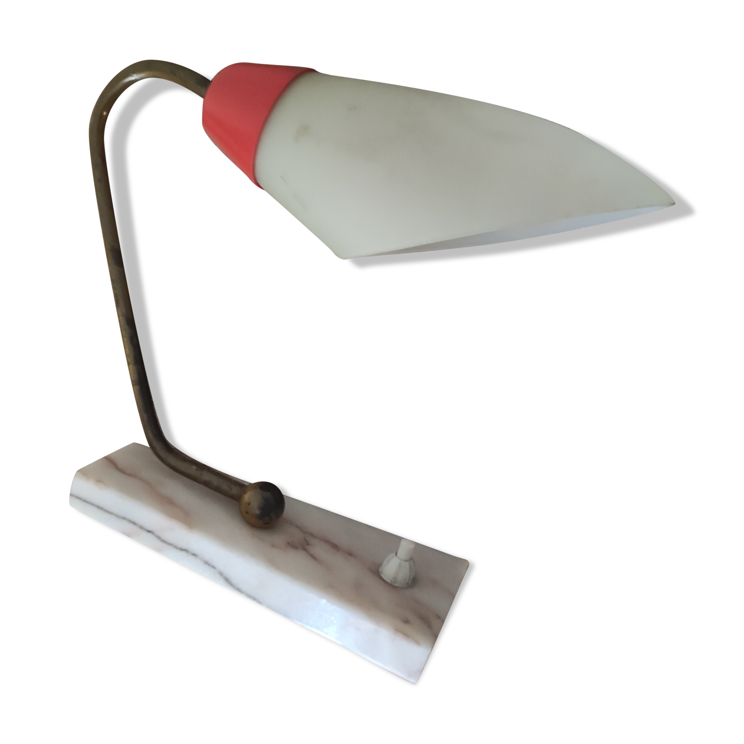 Lamp gooseneck tulip beveled glass brass vintage marble