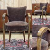 Art Deco bridge armchair in beech