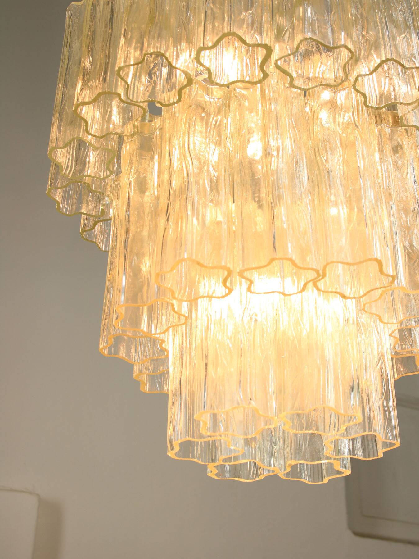 Large Mid-century Italian Glass Cascade Chandelier