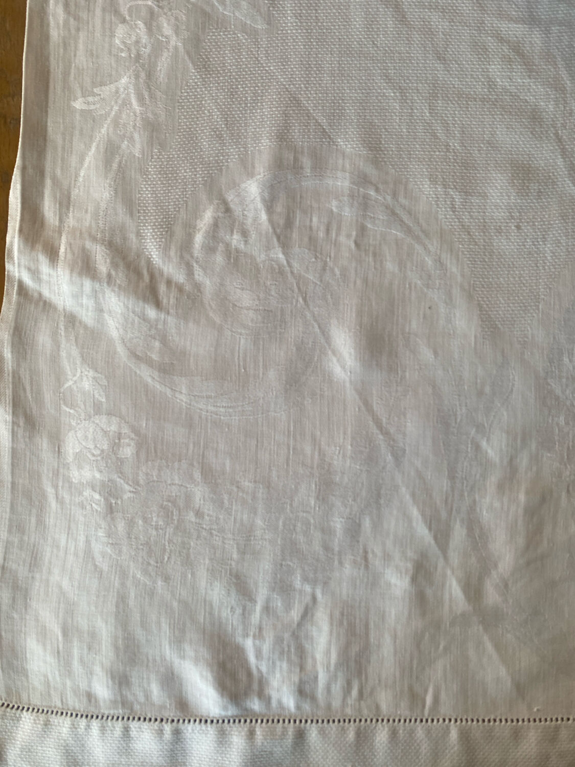 Monogrammed damask table runner