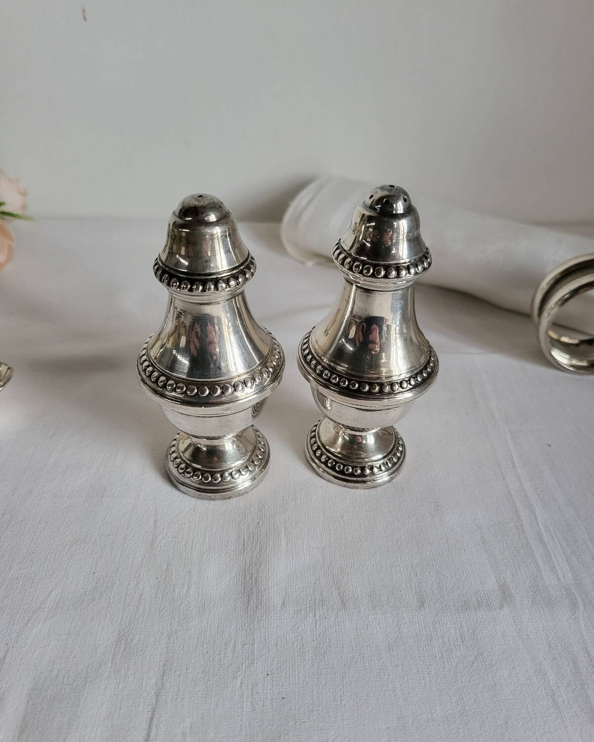 Salt and Pepper Shaker Set in Silver-Plated Metal