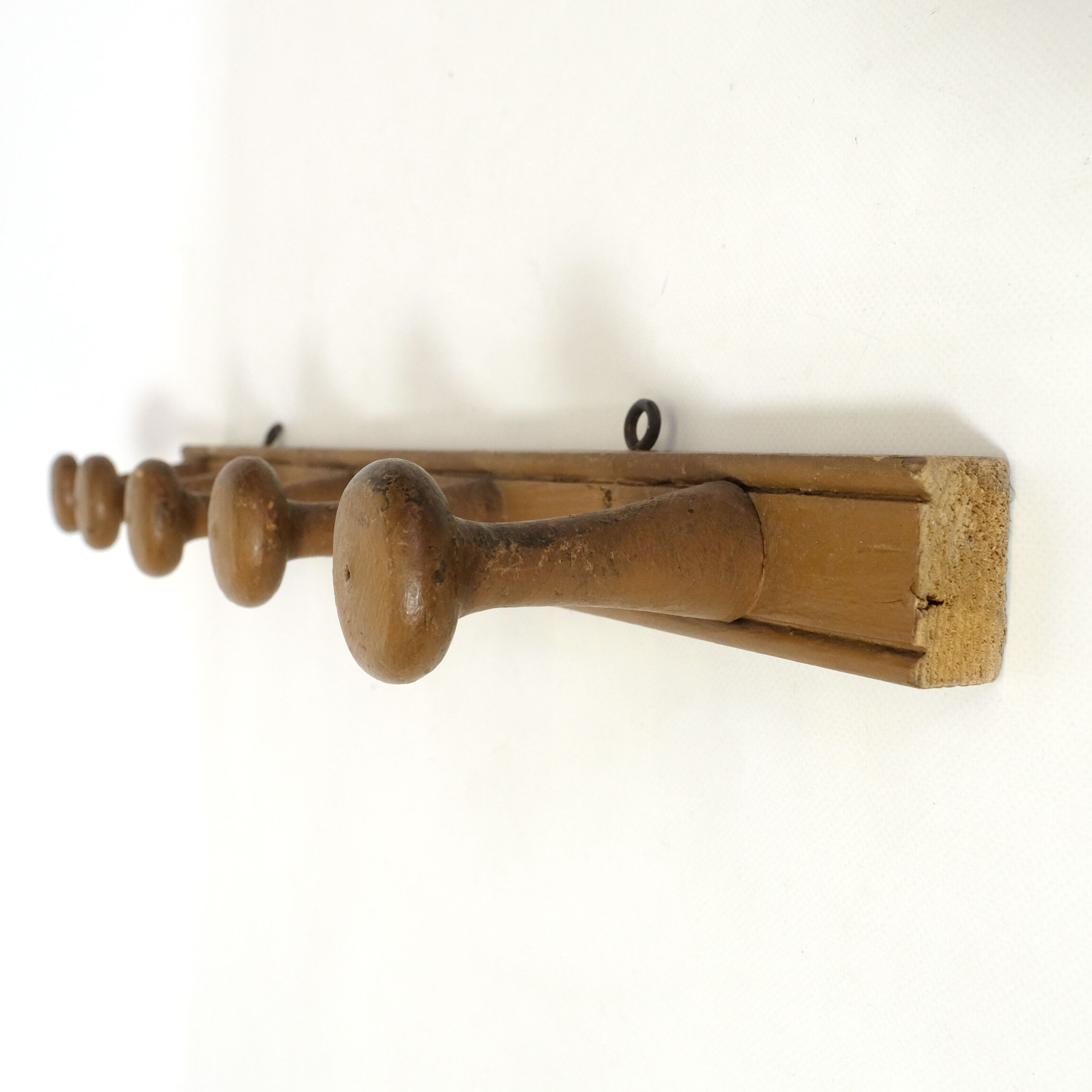 Vintage wooden coat rack, 5 hooks