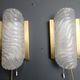 Pair of brass and glass wall lights by Fischer Leuchten, 1960s