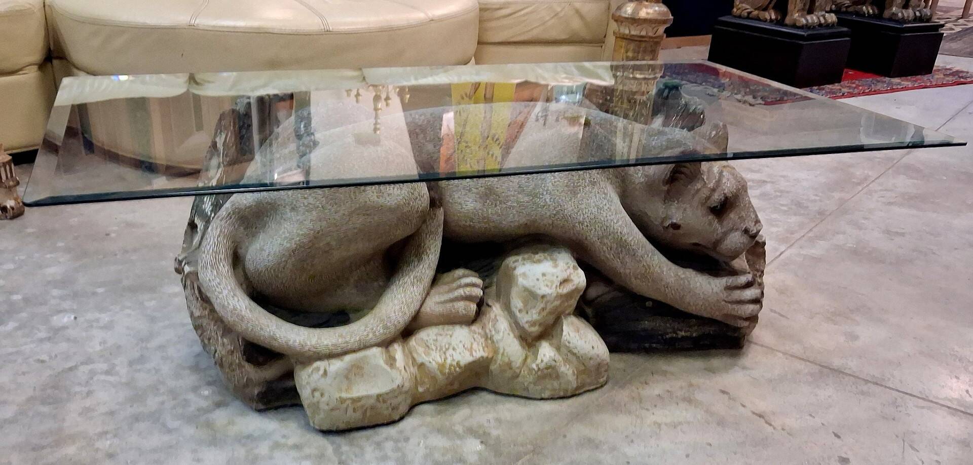Table basse sculpturale "Panthère" vintage 1970-1980