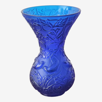 Lalique blue arabesque vase