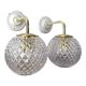 Pair of brass and glass wall sconces
