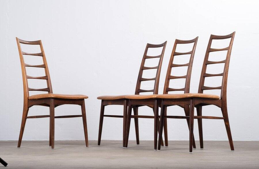 Lis Dining Chairs in Rosewood by Niels Koefoed, Denmark, 1960s, Set of 4
