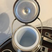 Service tray of silver metal, wood and fake tortoiseshells 1970