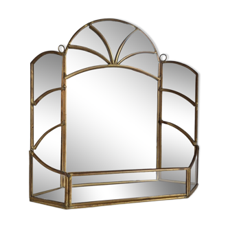 Brass glass and mirror shelf