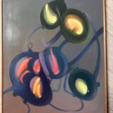 Lucien marduel (1931) yellow red abstraction original modern painting