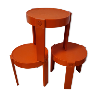 3 small tables stackable furniture vintage plastic design