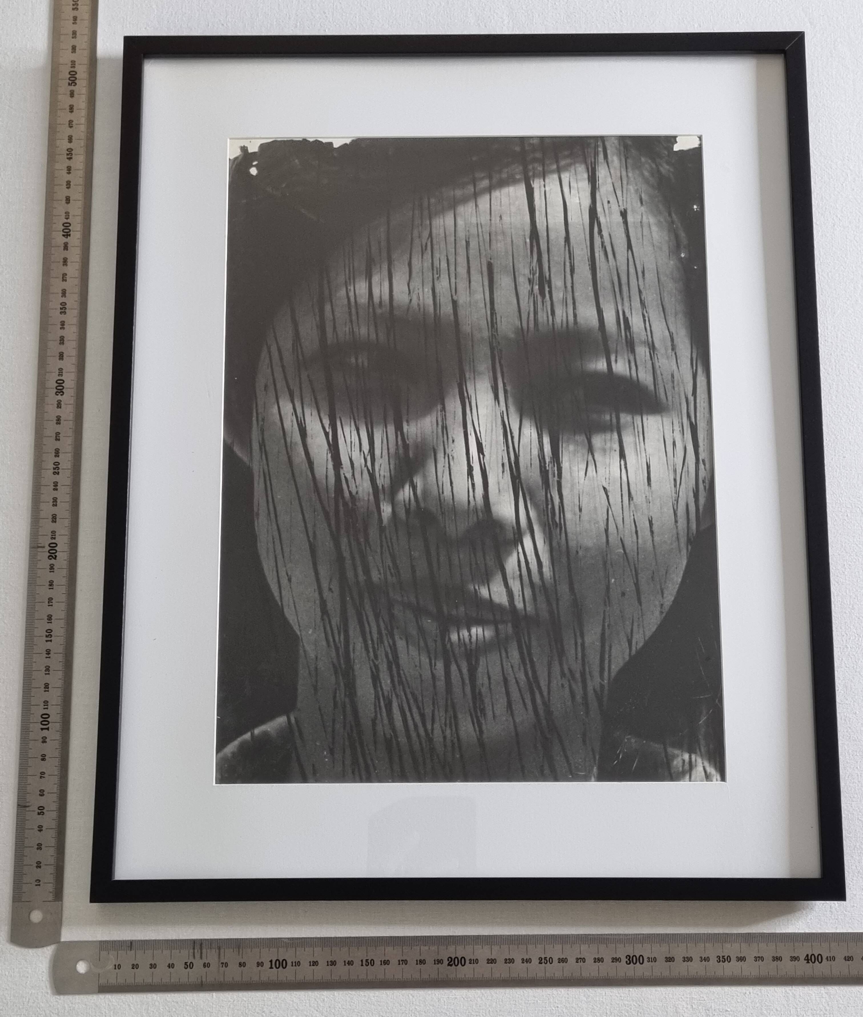 Vintage black and white photography, portrait, original framed print 42x52 cm.