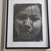 Vintage black and white photography, portrait, original framed print 42x52 cm.