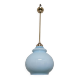 Art Deco style pendant lamp in brass and blue opaline