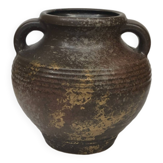 West Germany glazed ceramic vase with golden highlights