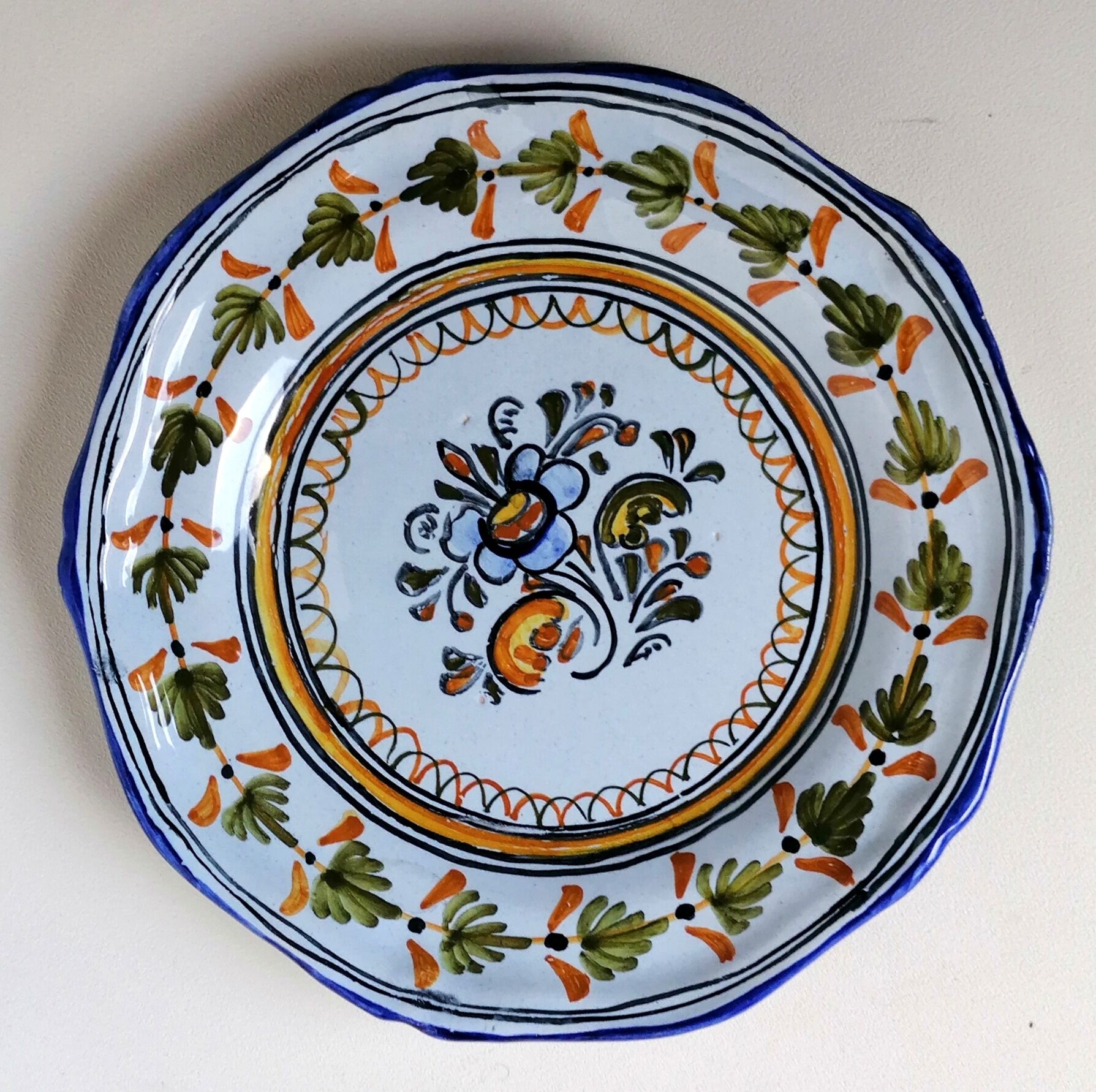 Glazed stoneware talavera plate