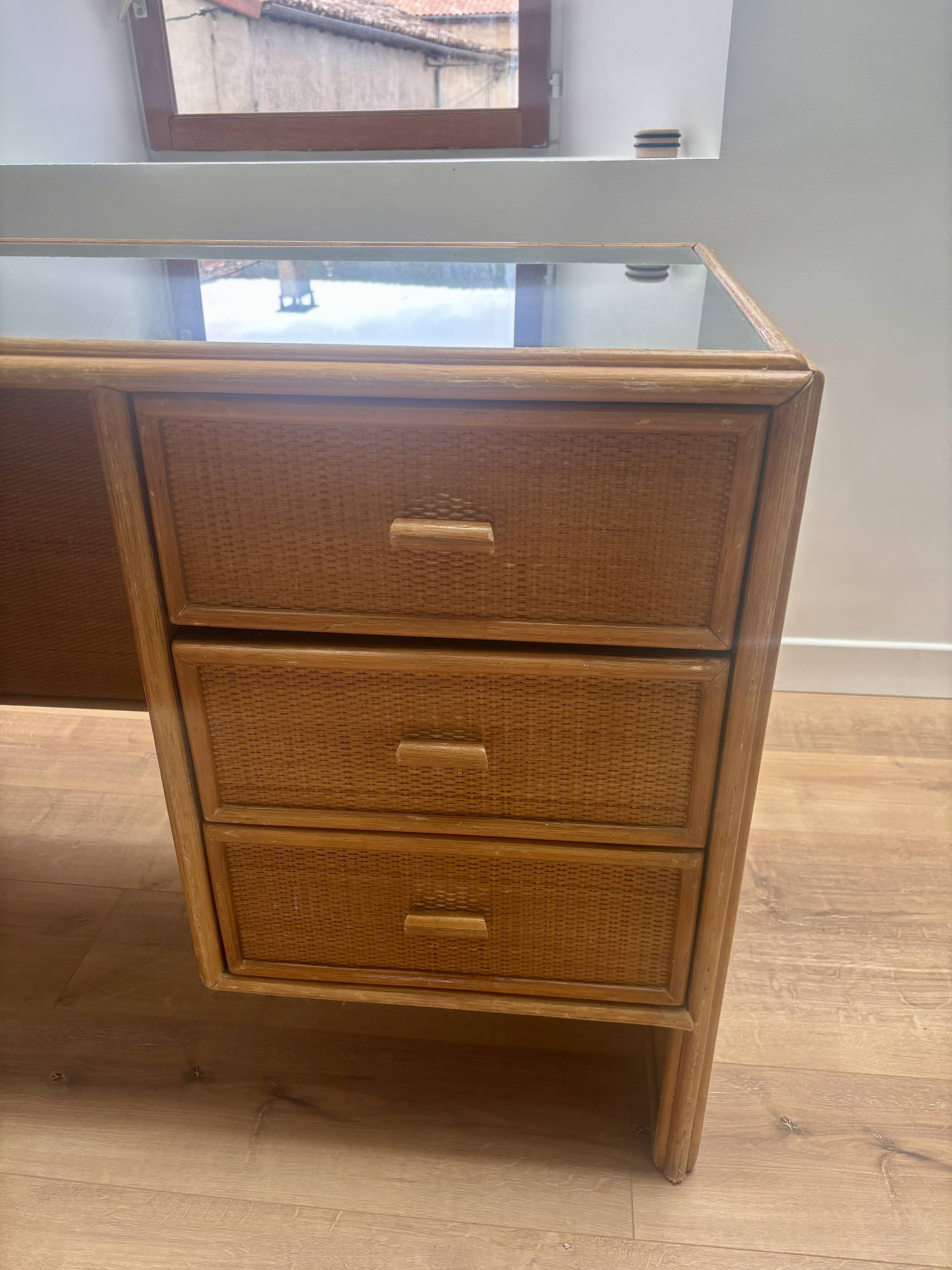 Rattan and bamboo desk