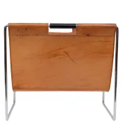 Brabantia Cognac color Leather Magazine holder 1960 Holland Status: Publish