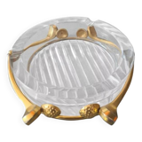 Lancel crystal ashtray with gold golf pattern