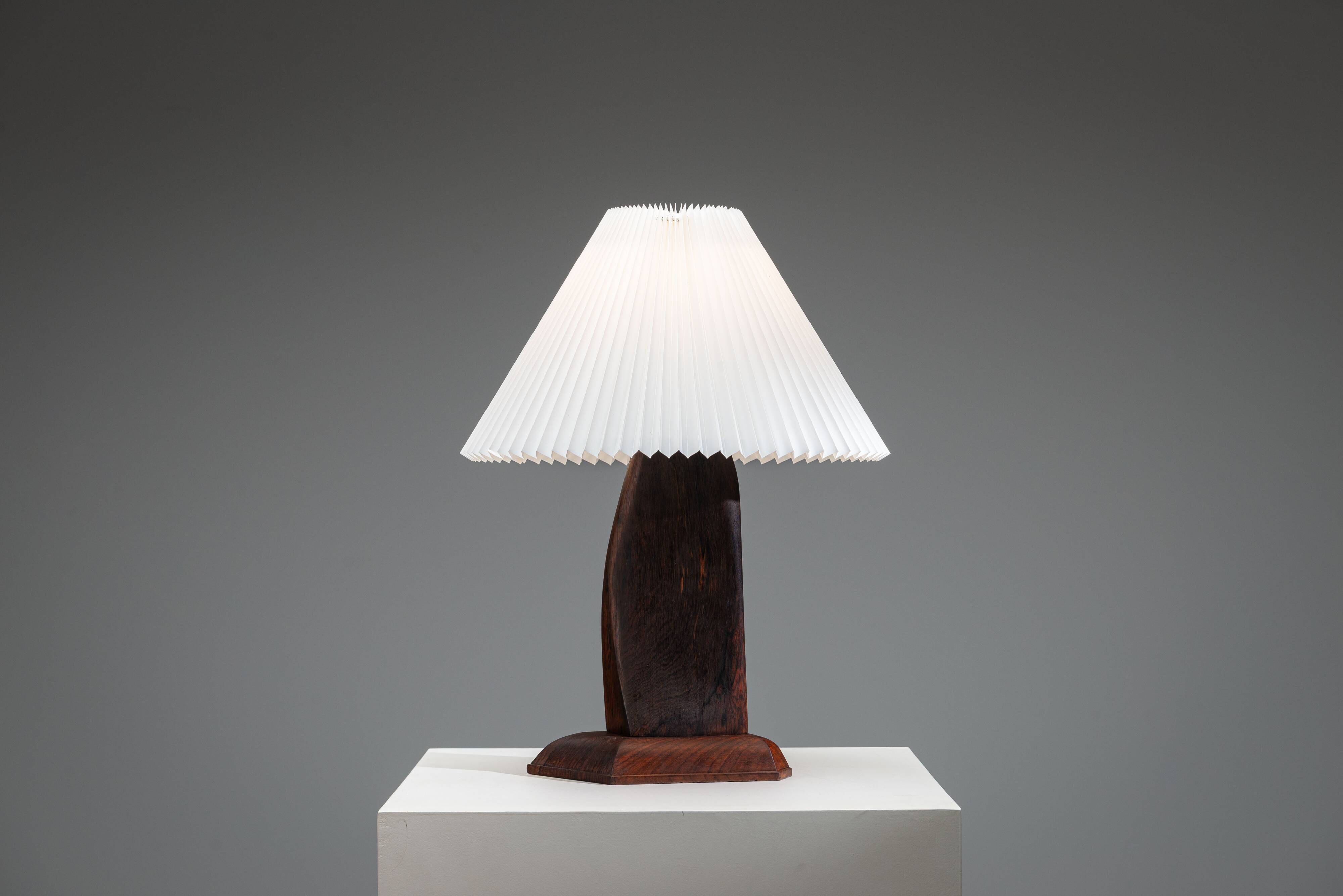 Large mid-century solid rosewood table lamp