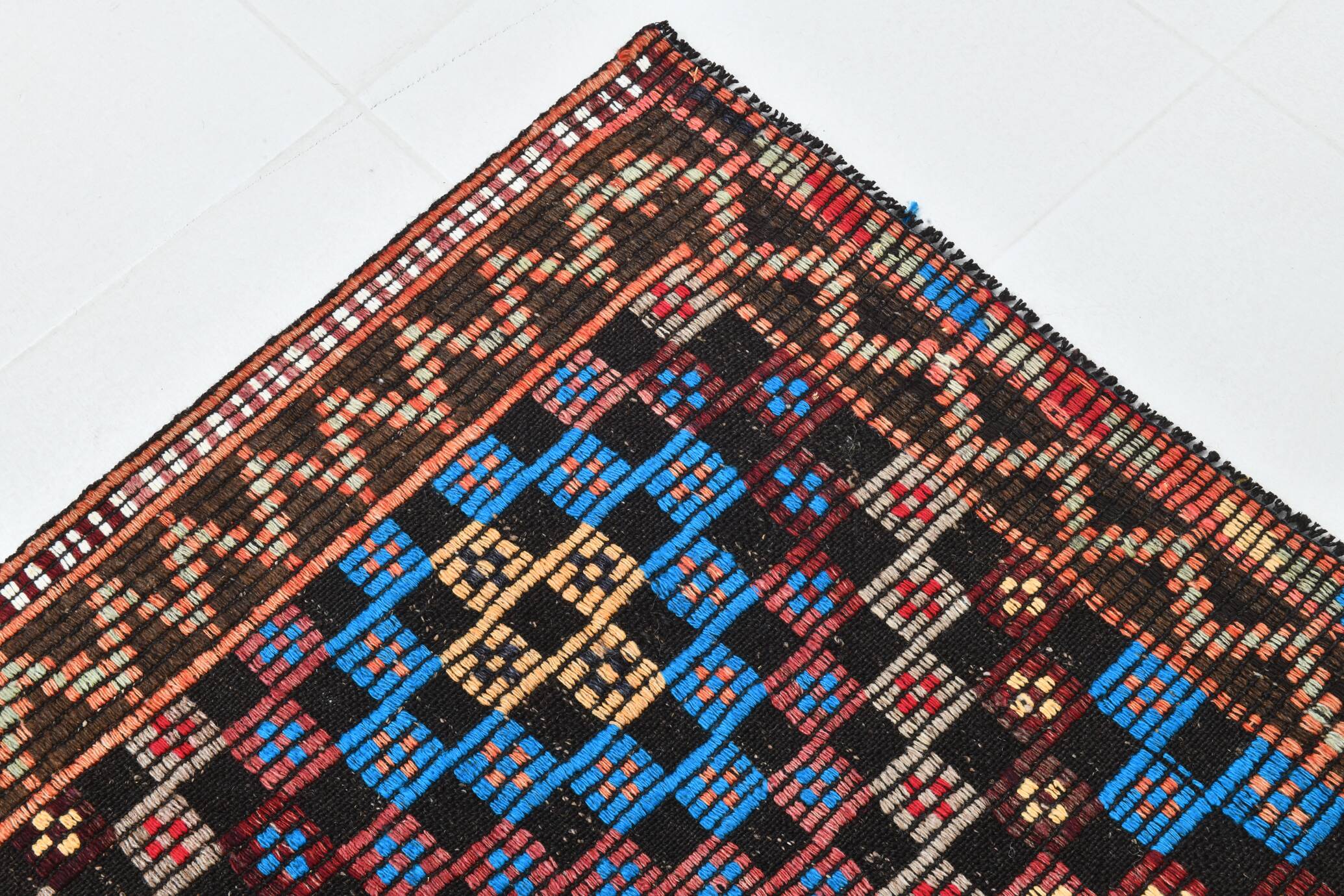 6X10 Bluw & Burgundy Handmade Vintage Kilim Rug, 181x295Cm