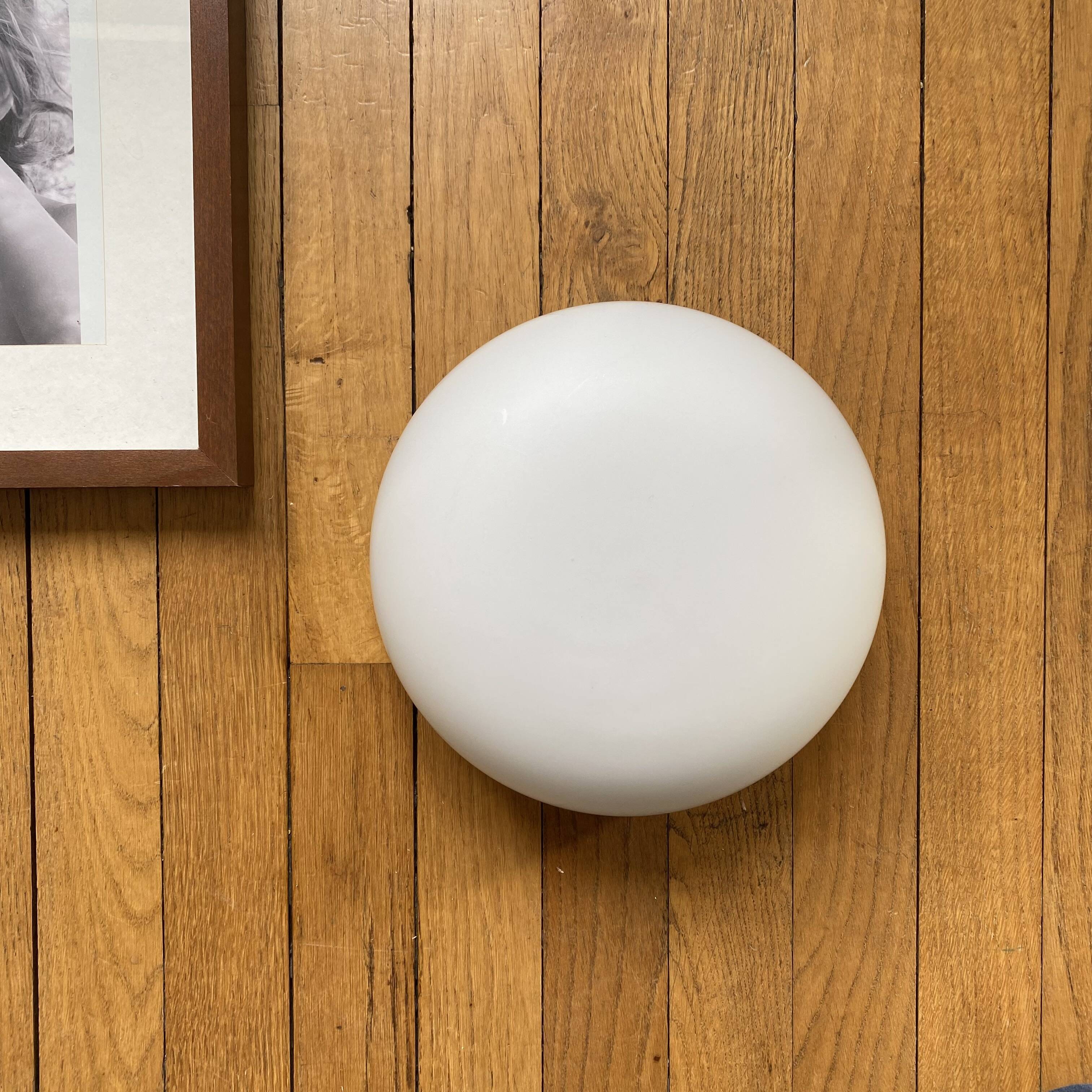 Vintage wall light or ceiling light half-spherical half-moon 25 cm glass