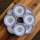 8 dessert plates in porcelain signed Kahla Germany cobalt