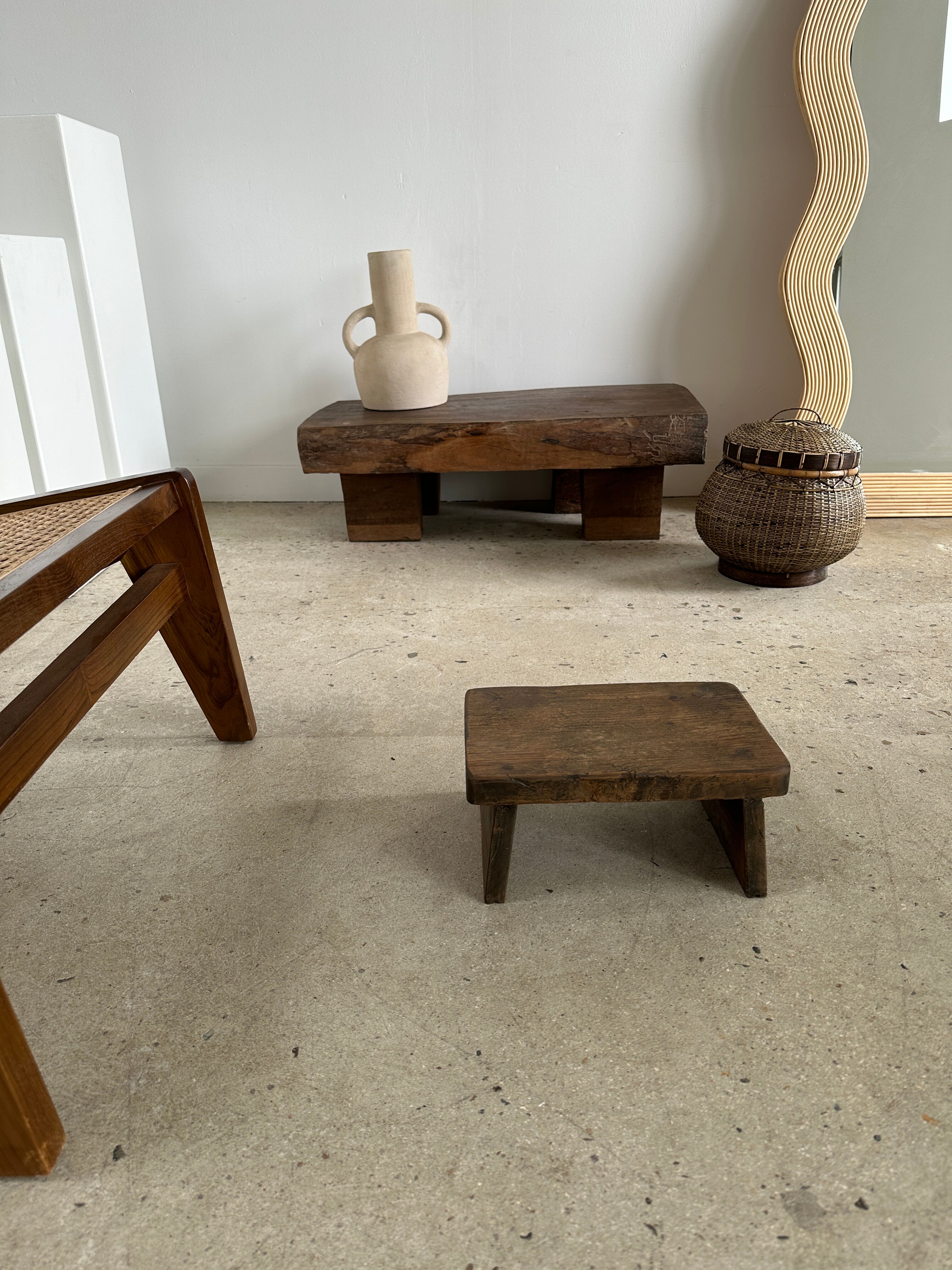 Asian solid wood quadripod brutalist coffee table H30 L81 l42
