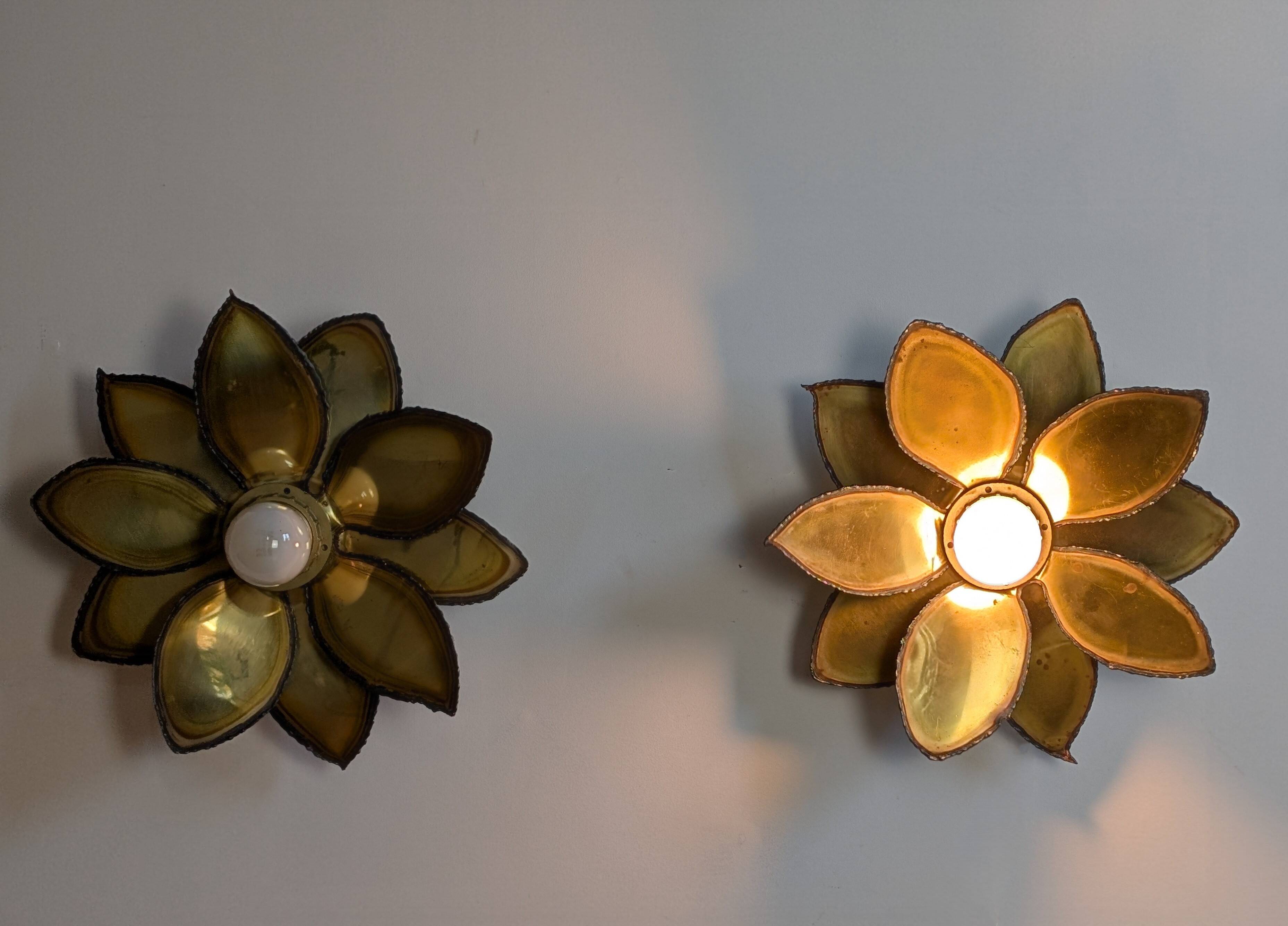 Paire appliques feuilles brutalistes