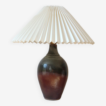 Vintage stoneware lamp and pleated lampshade