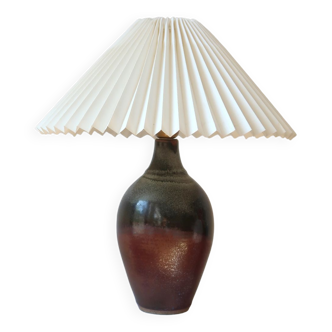 Vintage stoneware lamp and pleated lampshade