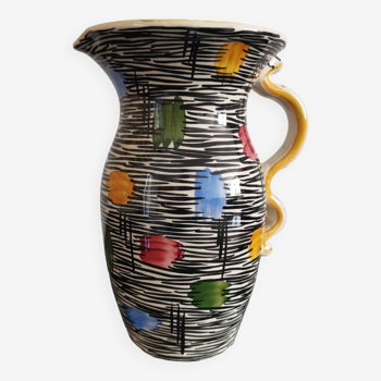Pichet en céramique vintage avec motifs aux couleurs vives West Germany 118