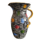 Pichet en céramique vintage avec motifs aux couleurs vives West Germany 118