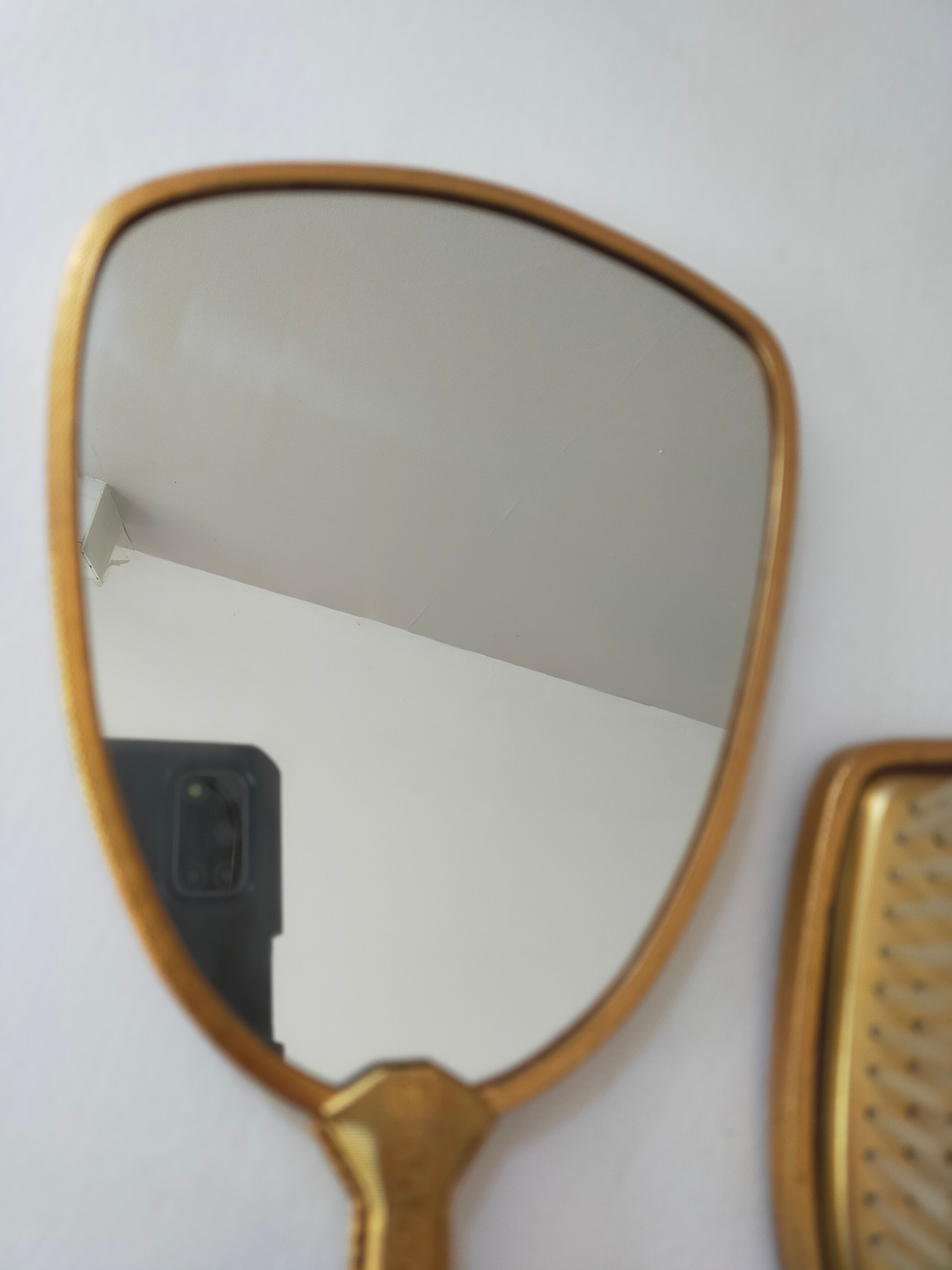 Vintage handheld mirror and hairbrush vanity set