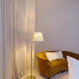 Sculptural modern brass floor lamps from the mid-century Luxus, Sweden, 1970s.