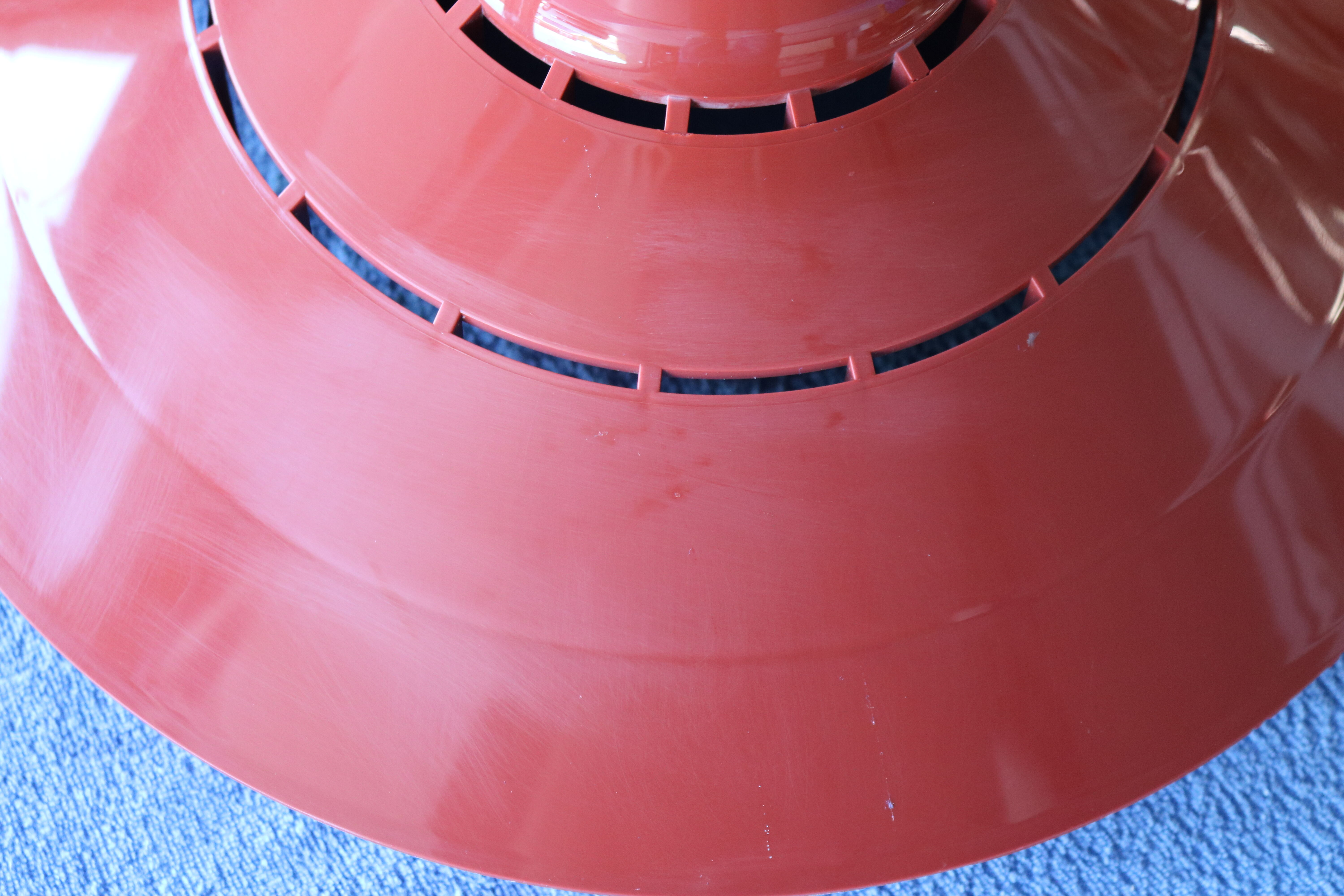 Dark red space age ceiling lamps by Bent Karlby for A. Schroder Kemi  -70's