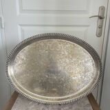 Vintage Silver Metal Tray Floral Rococo Pattern 55x40cm 1970