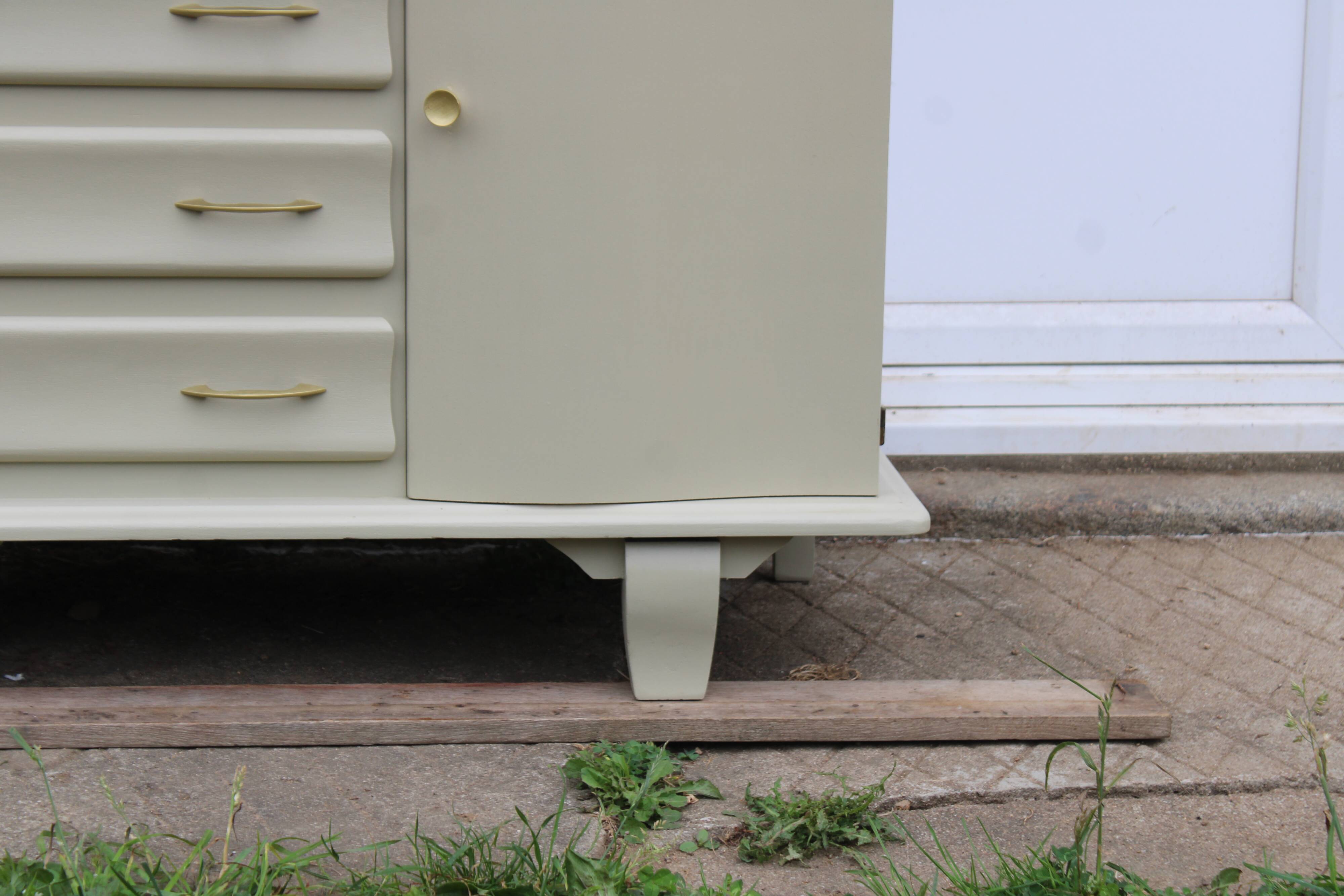 Asymmetrical Art Deco Chest of Drawers – Marble & Cream Green
